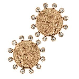 Twotone Coin w/Crystal Earrings